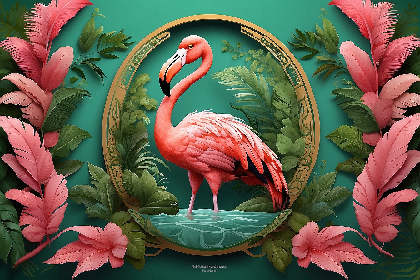 Etiqueta coleccionable de Cerveza Flamingo, inspirada en los flamencos rosados de Sisal, Yucatán